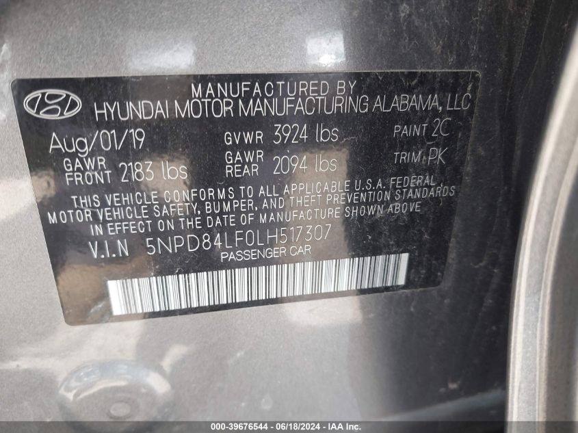 5NPD84LF0LH517307 2020 Hyundai Elantra Value Edition