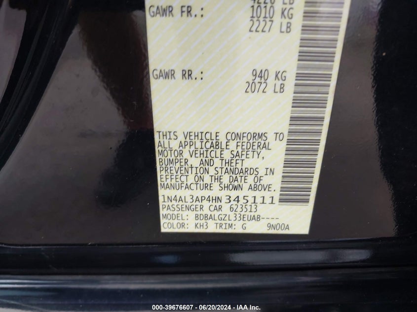 2017 NISSAN ALTIMA 2.5 S - 1N4AL3AP4HN345111