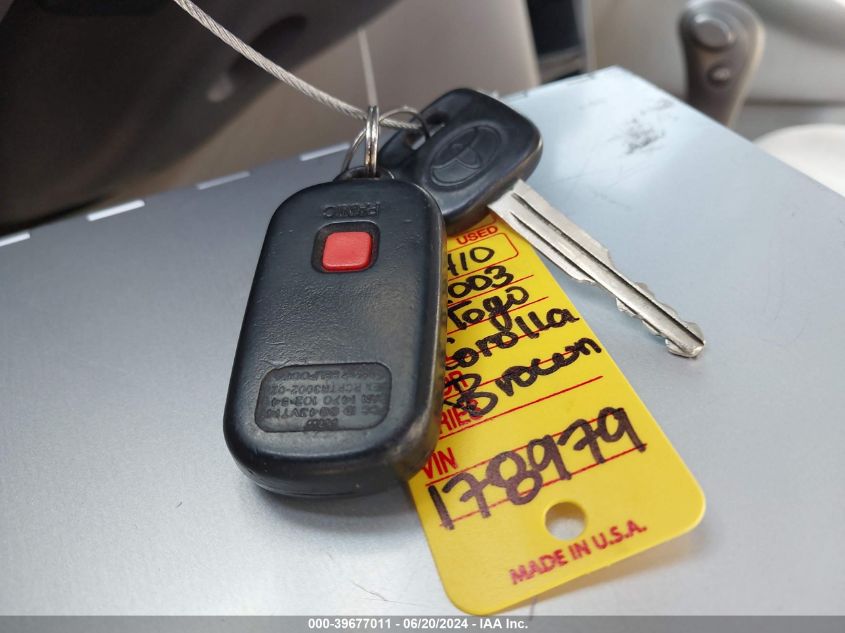 2003 Toyota Corolla Le VIN: 1NXBR38E73Z178979 Lot: 39677011