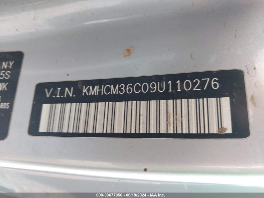 2009 Hyundai Accent Gs VIN: KMHCM36C09U110276 Lot: 39677050