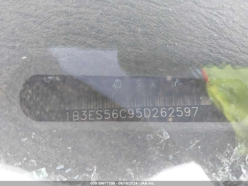 2005 Dodge Neon Sxt VIN: 1B3ES56C95D262597 Lot: 39677058