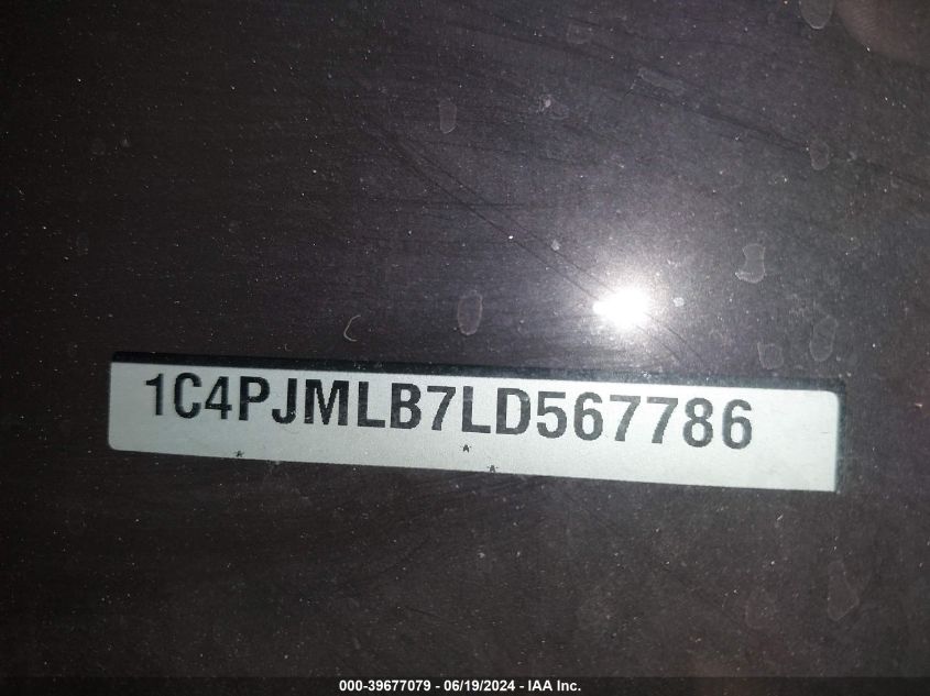 2020 Jeep Cherokee Latitude Plus 4X4 VIN: 1C4PJMLB7LD567786 Lot: 39677079