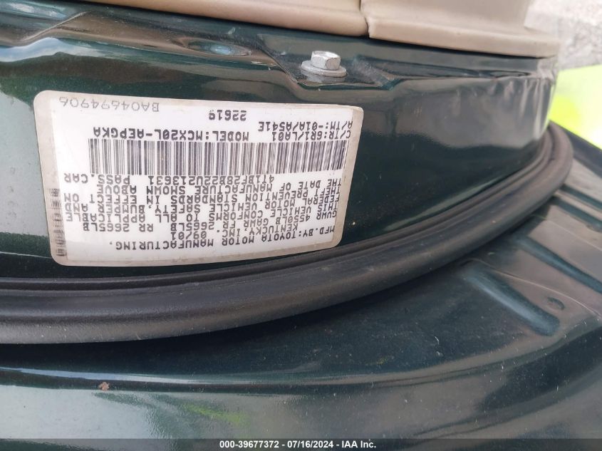 2002 Toyota Avalon Xls VIN: 4T1BF28B22U213631 Lot: 39677372