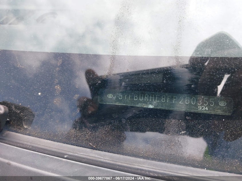 2015 Toyota Corolla S Plus VIN: 5YFBURHE8FP260355 Lot: 39677867