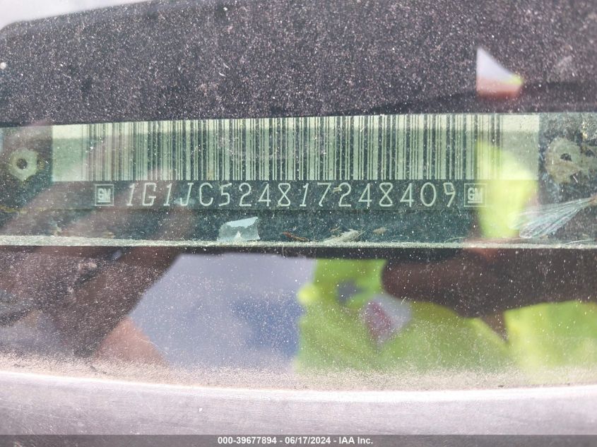 2001 Chevrolet Cavalier VIN: 1G1JC524817248409 Lot: 39677894