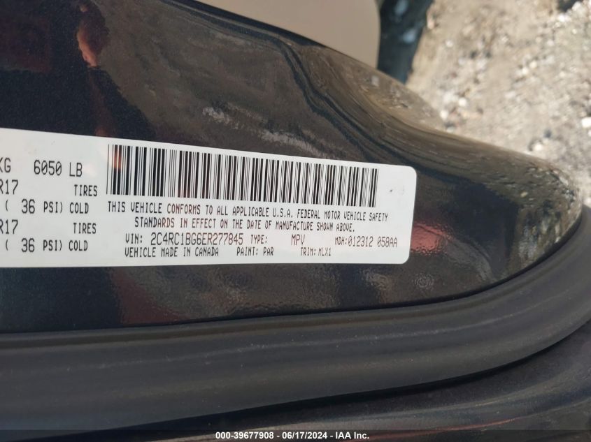 2014 Chrysler Town & Country Touring VIN: 2C4RC1BG6ER277845 Lot: 39677908