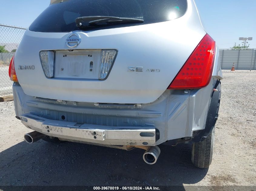2006 Nissan Murano Se VIN: JN8AZ08W86W541097 Lot: 39678019