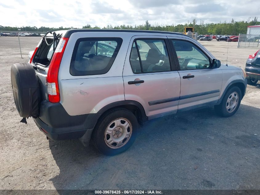 2006 Honda Cr-V Lx VIN: SHSRD68596U400835 Lot: 39678425