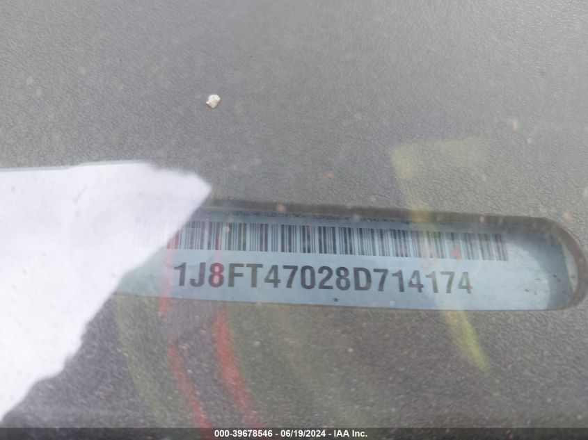 2008 Jeep Compass Sport VIN: 1J8FT47028R714174 Lot: 39678546