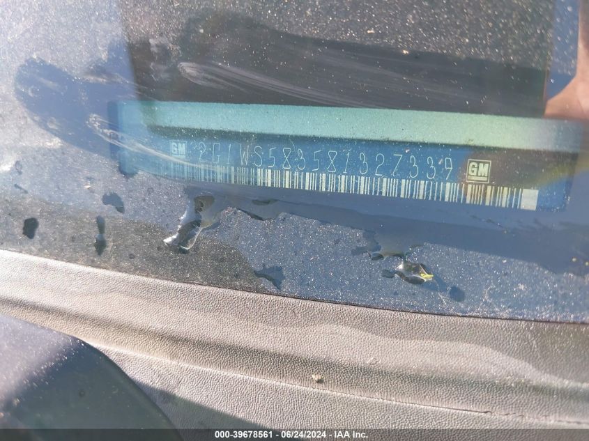 2008 Chevrolet Impala Police VIN: 2G1WS583581327339 Lot: 39678561