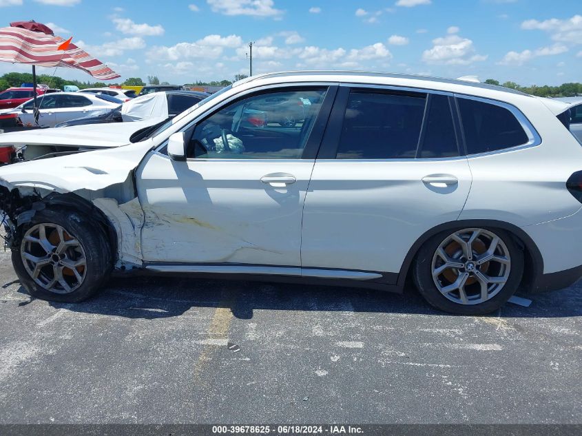 2022 BMW X3 Sdrive30I VIN: 5UX43DP06N9J59886 Lot: 39678625