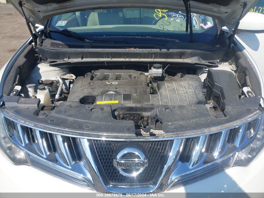 2010 Nissan Murano Sl VIN: JN8AZ1MW8AW133140 Lot: 39678678