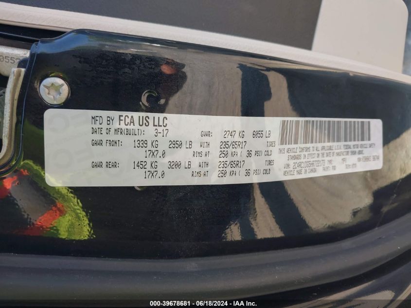 2017 CHRYSLER PACIFICA TOURING - 2C4RC1DG5HR722173