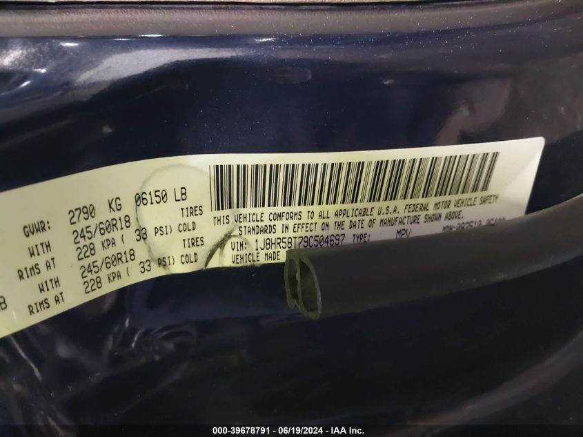 2009 Jeep Grand Cherokee Limited VIN: 1J8HR58T79C504697 Lot: 39678791