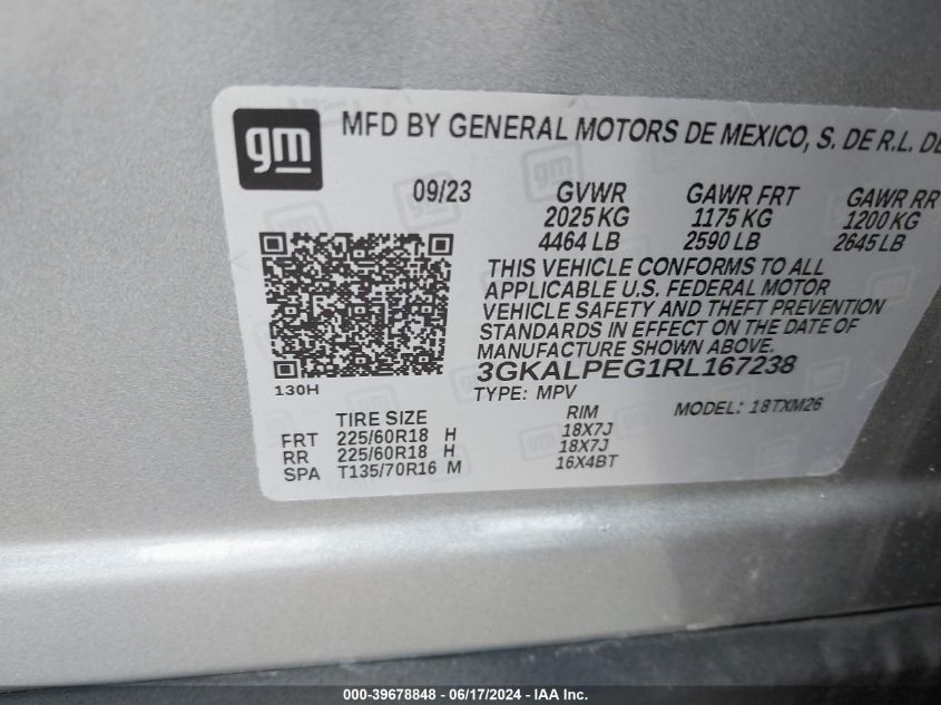 2024 GMC Terrain Fwd Slt VIN: 3GKALPEG1RL167238 Lot: 39678848