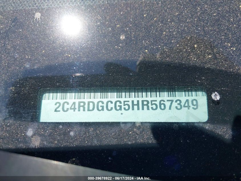 2017 Dodge Grand Caravan Sxt VIN: 2C4RDGCG5HR567349 Lot: 39678922