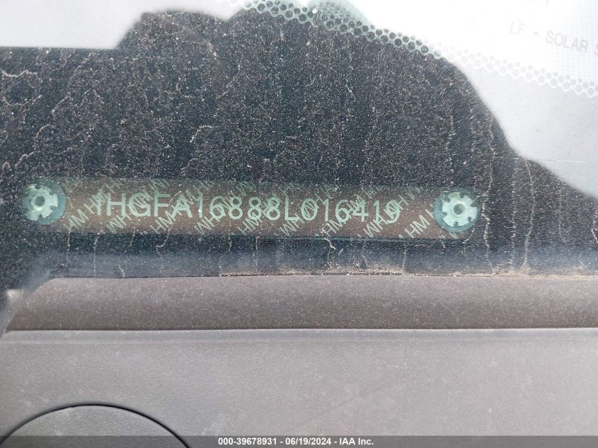 2008 Honda Civic Ex VIN: 1HGFA16888L016419 Lot: 39678931