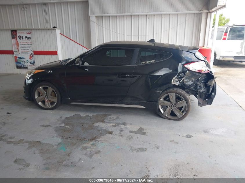 2014 Hyundai Veloster Turbo W/Blue VIN: KMHTC6AE7EU183166 Lot: 39679046