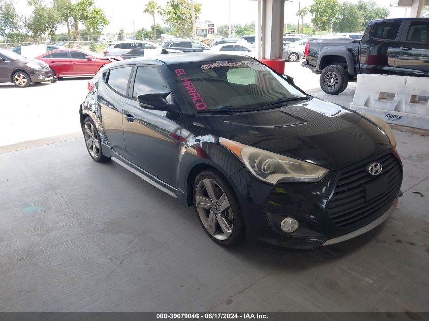 2014 Hyundai Veloster Turbo W/Blue VIN: KMHTC6AE7EU183166 Lot: 39679046