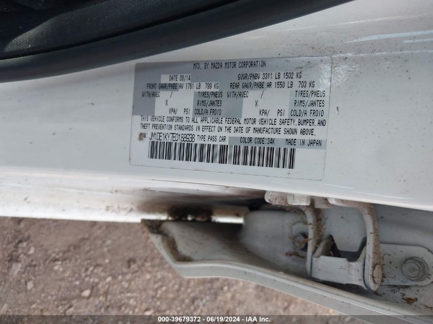 2014 Mazda Mazda2 Sport VIN: JM1DE1KY7E0188938 Lot: 39679372