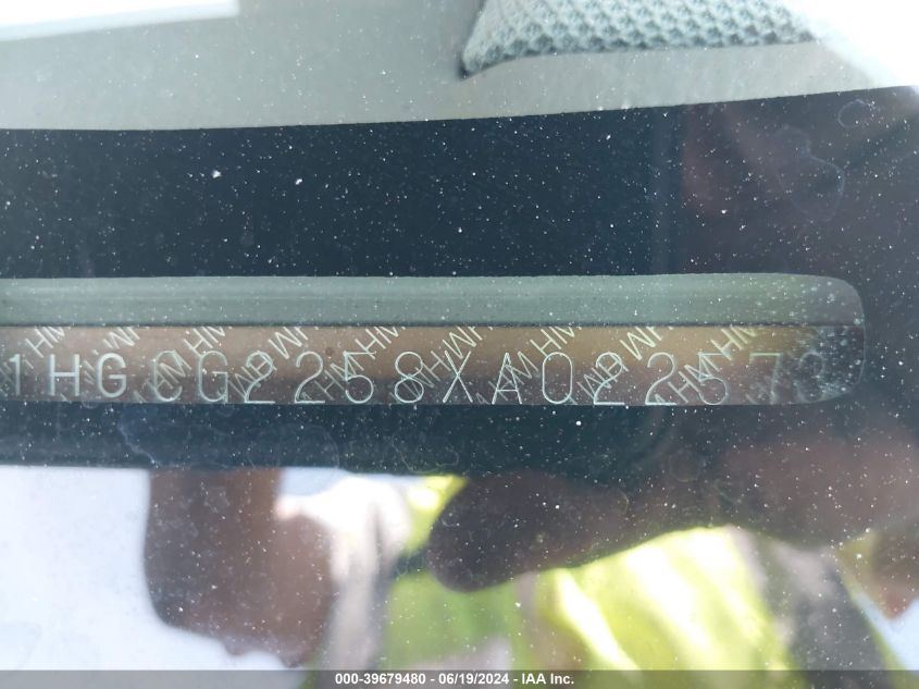 1999 Honda Accord Ex V6 VIN: 1HGCG2258XA022573 Lot: 39679480