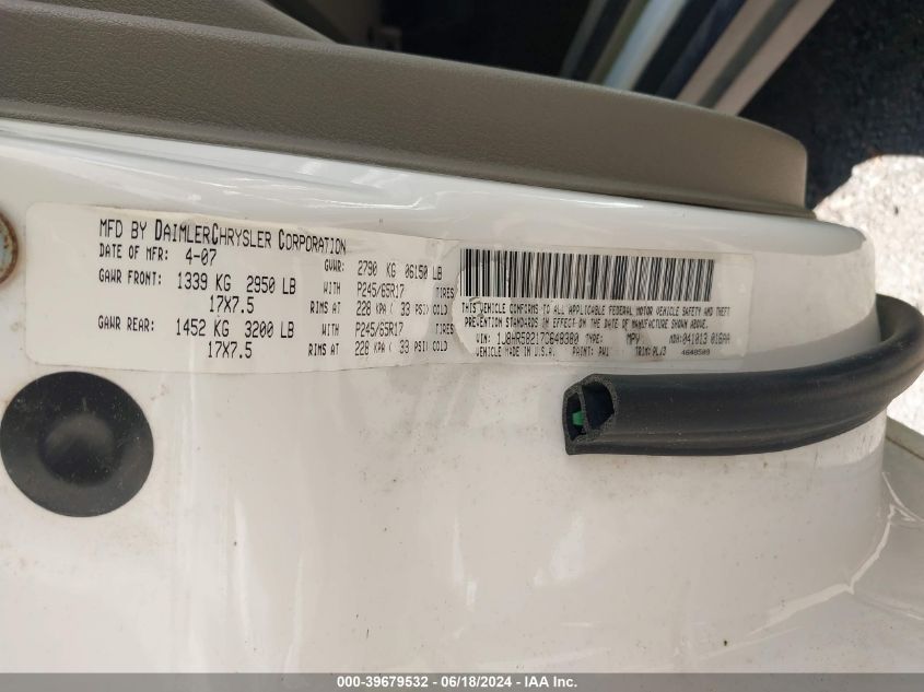 2007 Jeep Grand Cherokee Limited VIN: 1J8HR58217C648380 Lot: 39679532