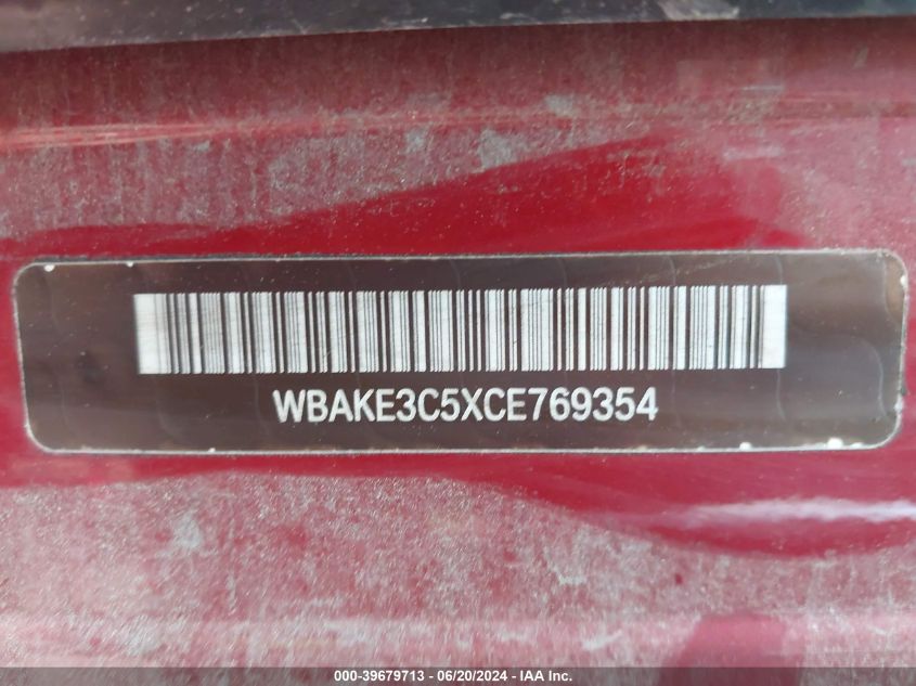 2012 BMW 328I 328I VIN: WBAKE3C5XCE769354 Lot: 39679713