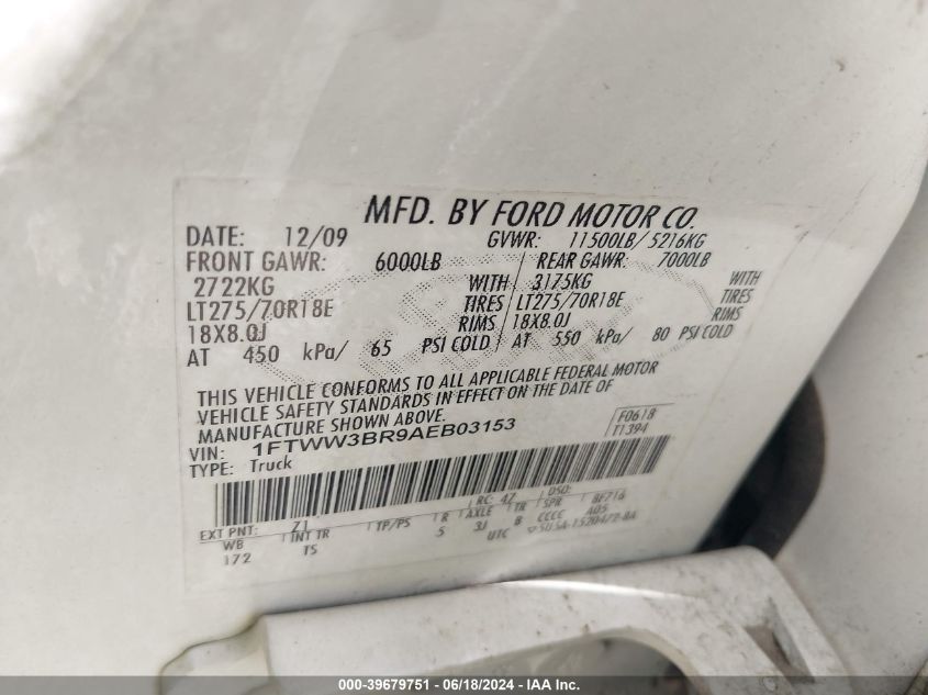 2010 Ford F-350 Cabela's/Harley-Davidson/King Ranch/Lariat/Xl/Xlt VIN: 1FTWW3BR9AEB03153 Lot: 39679751