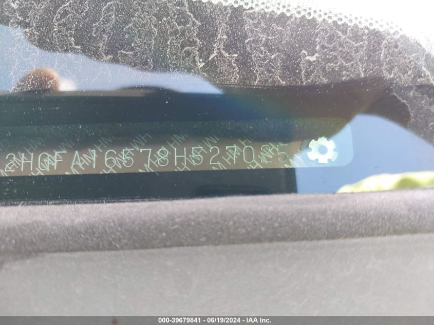 2008 Honda Civic Lx VIN: 2HGFA16578H527025 Lot: 39679841