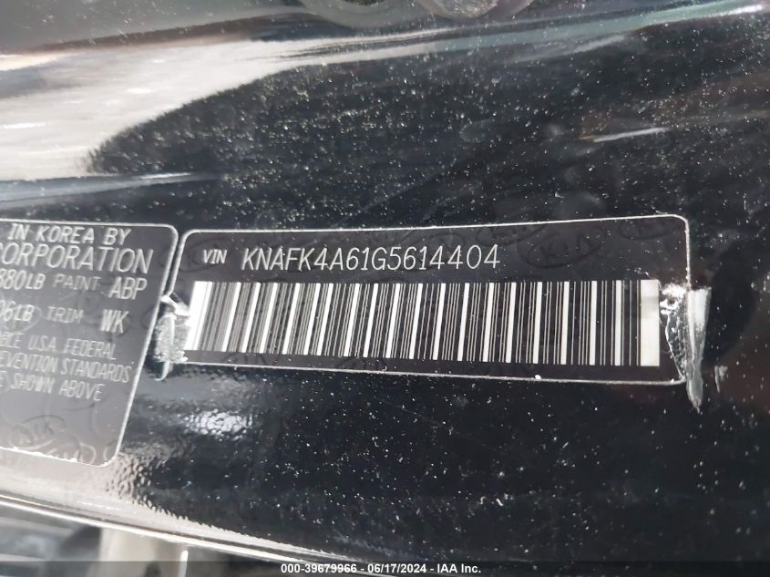 2016 Kia Forte Lx VIN: KNAFK4A61G5614404 Lot: 39679966