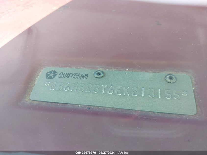 1984 Dodge Ram Van B250 VIN: 2B6HB23T6EK213155 Lot: 39679970