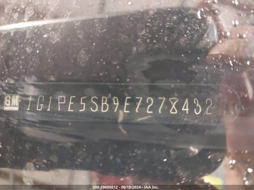 2014 Chevrolet Cruze Lt VIN: 1G1PE5SB9E7278432 Lot: 39680012