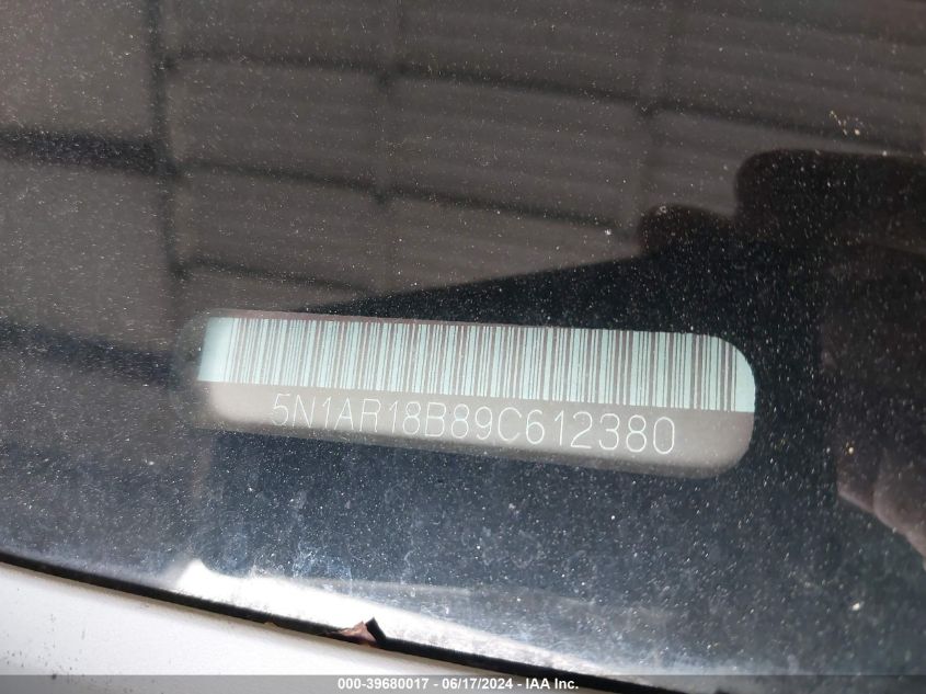 2009 Nissan Pathfinder Se VIN: 5N1AR18B89C612380 Lot: 39680017