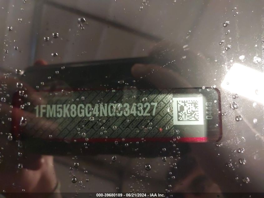 2022 Ford Explorer St VIN: 1FM5K8GC4NGC34327 Lot: 39680189