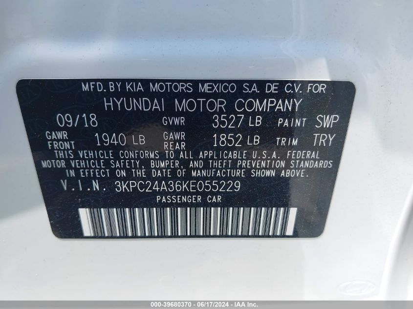 2019 HYUNDAI ACCENT SEL - 3KPC24A36KE055229
