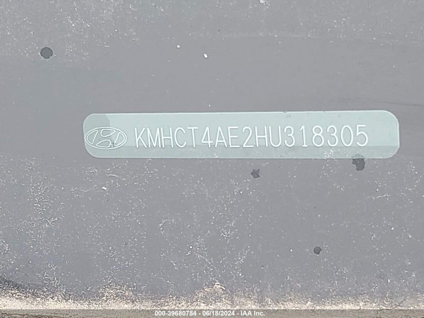 2017 Hyundai Accent Se VIN: KMHCT4AE2HU318305 Lot: 39680784