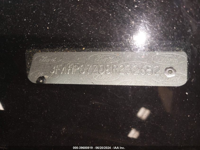2008 Ford Fusion Xl VIN: 3FAHPO72OBR232652 Lot: 39680819