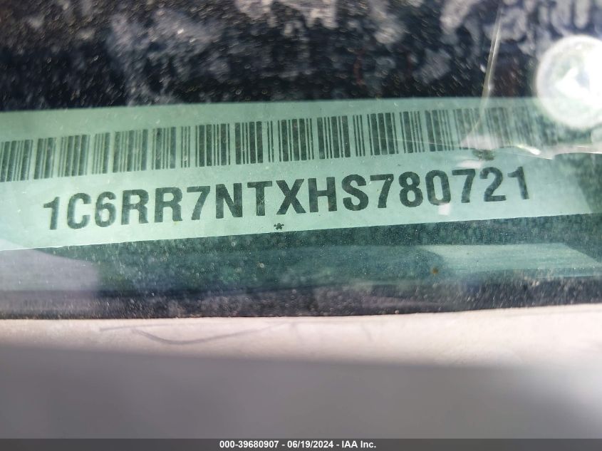 2017 Ram 1500 Laramie 4X4 5'7 Box VIN: 1C6RR7NTXHS780721 Lot: 39680907
