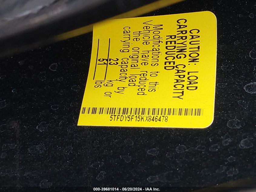 2019 TOYOTA TUNDRA CREWMAX SR5/CREWMAX TRD PRO - 5TFDY5F15KX846478