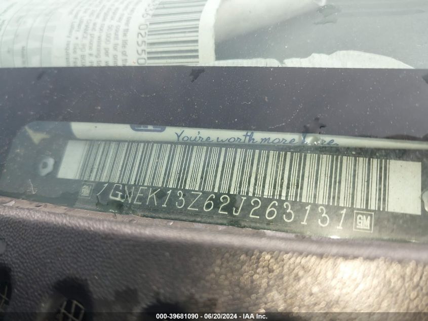 2002 Chevrolet Tahoe Lt VIN: 1GNEK13Z62J263131 Lot: 39681090
