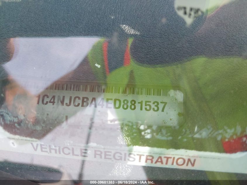2014 Jeep Compass Sport VIN: 1C4NJCBA4ED881537 Lot: 39681383