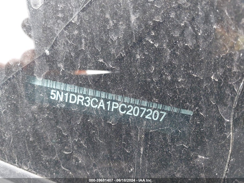 2023 Nissan Pathfinder Sl Fwd VIN: 5N1DR3CA1PC207207 Lot: 39681407