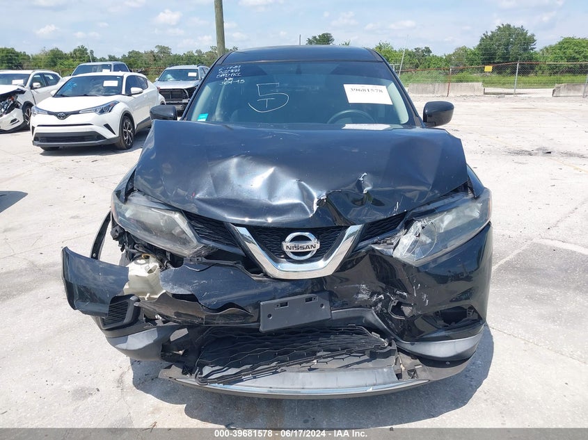 2016 Nissan Rogue S/Sl/Sv VIN: KNMAT2MV2GP684127 Lot: 39681578