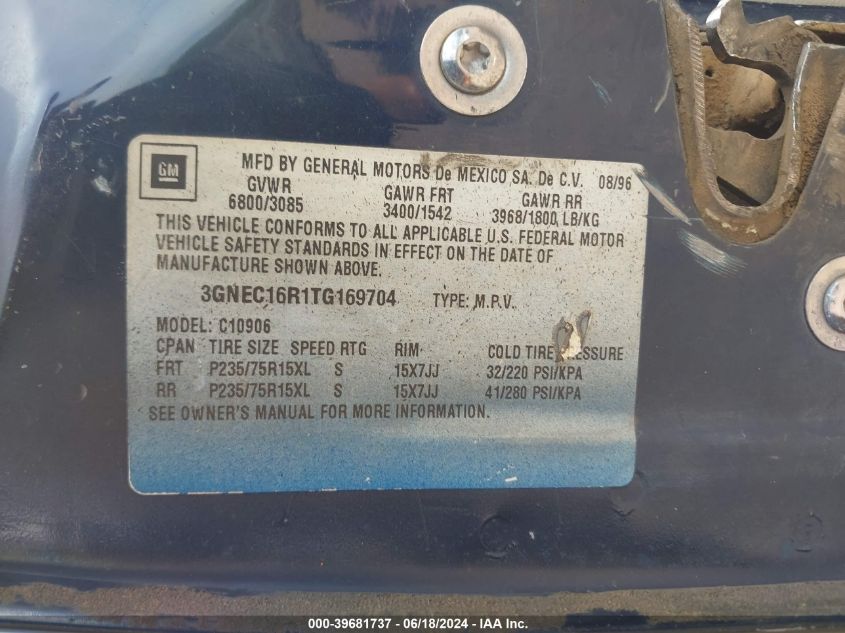 1996 GMC Sierra K1500 VIN: 1GTEK19R5TE524680 Lot: 39681737