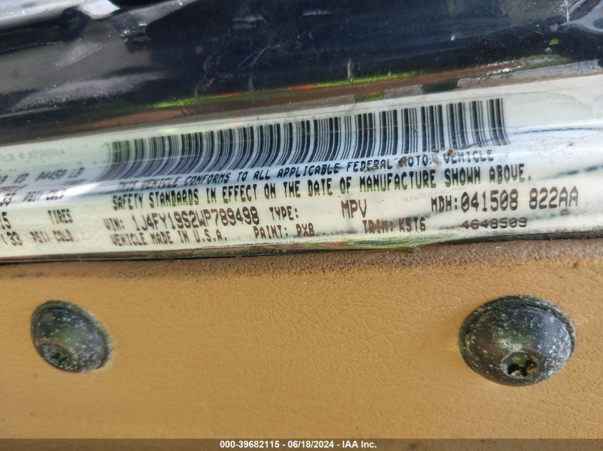 1998 Jeep Wrangler Sport VIN: 1J4FY19S2WP789498 Lot: 39682115