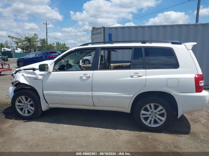 2006 Toyota Highlander Hybrid Limited V6 VIN: JTEEW21A460010090 Lot: 39682361