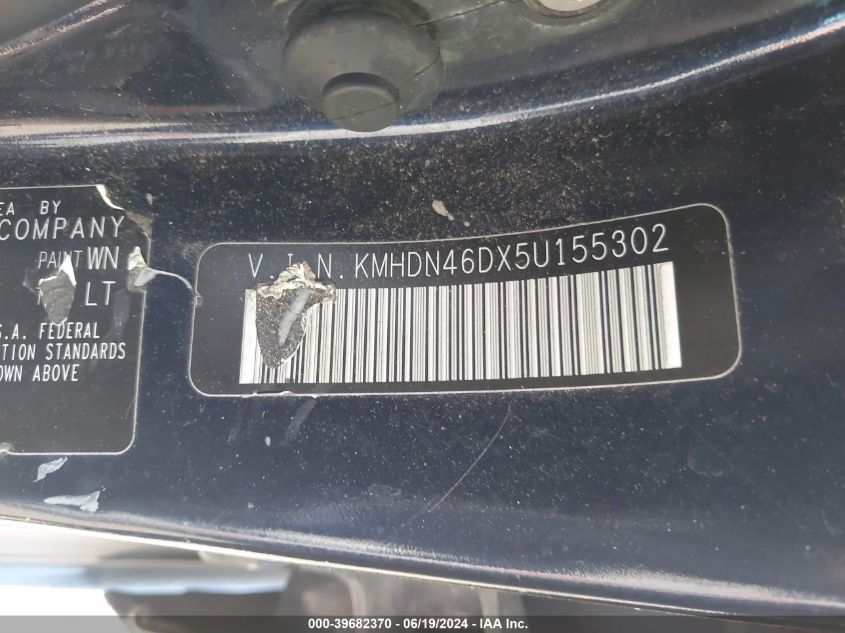 2005 Hyundai Elantra Gls/Gt VIN: KMHDN46DX5U155302 Lot: 39682370