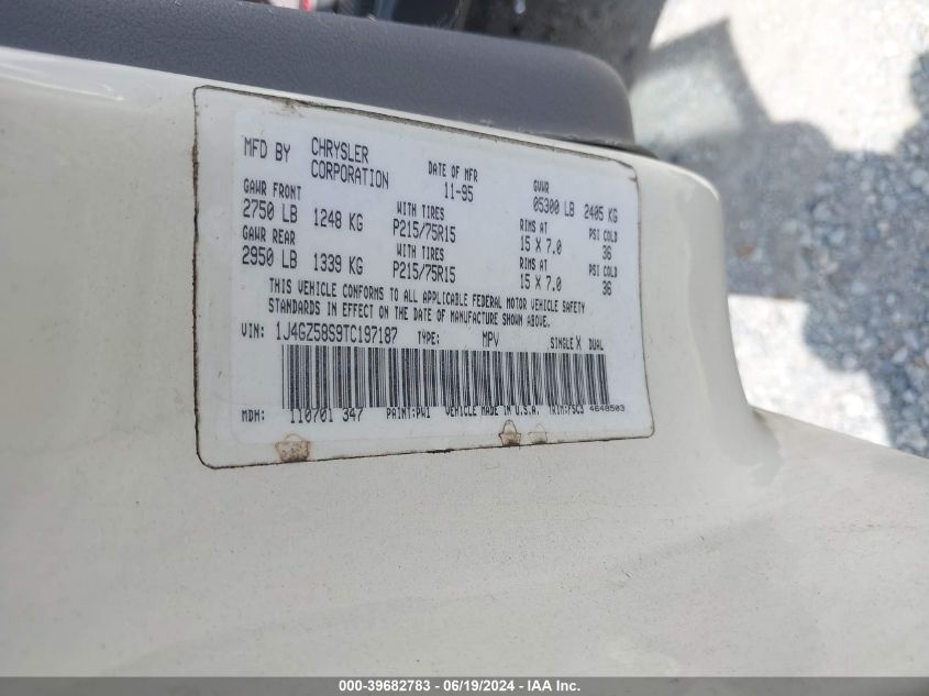 1996 Jeep Grand Cherokee Laredo VIN: 1J4GZ58S9TC197187 Lot: 39682783