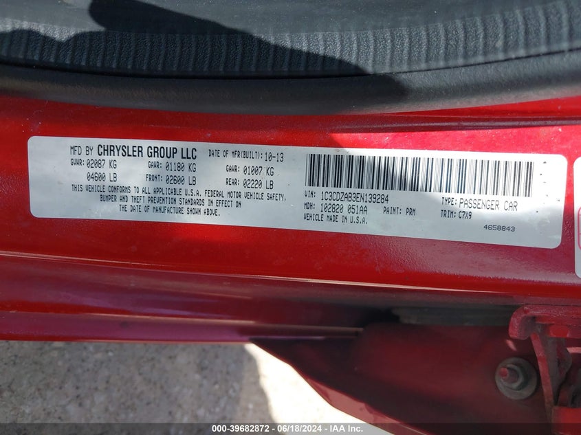 2014 DODGE AVENGER SE - 1C3CDZAB3EN139284