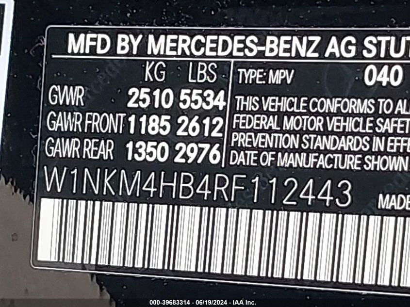 2024 Mercedes-Benz Glc 300 4Matic Suv VIN: W1NKM4HB4RF112443 Lot: 39683314